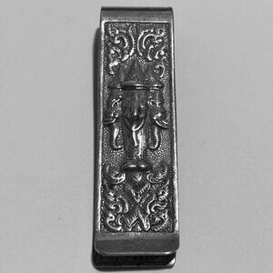 VINTAGE THAI SILVER TONE MONEY CLIP AN ELEPHANT DESIGN.